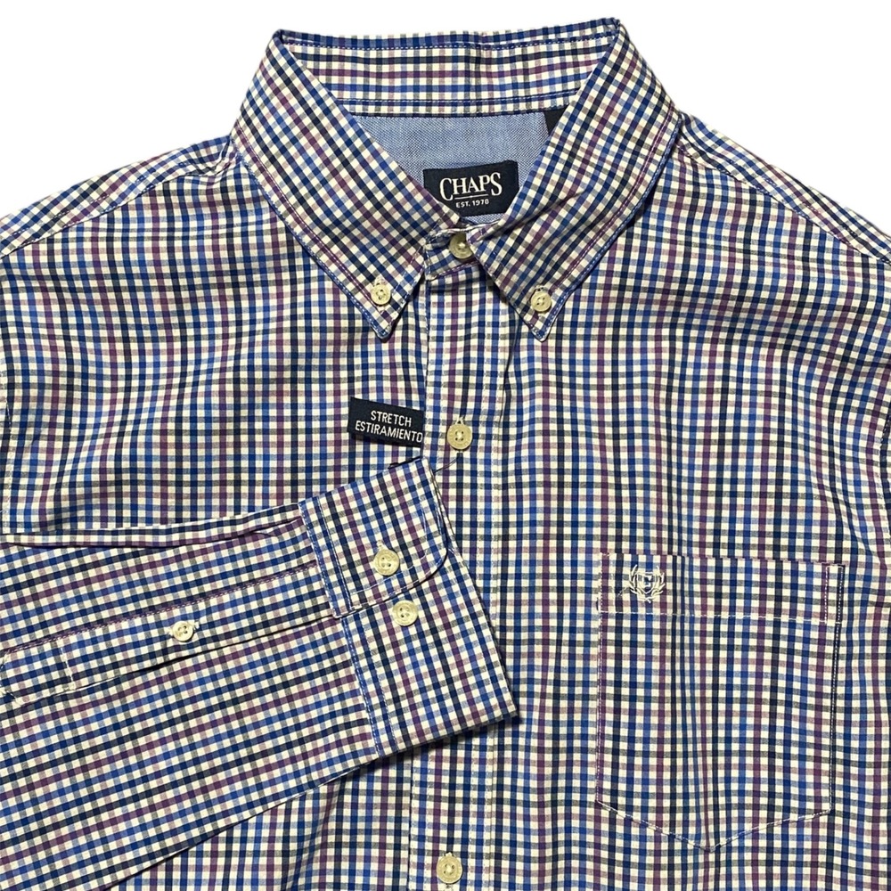 Chaps‎ Mens Long Sleeve Stretch Easy Care Button Down Shirt Size L NWT